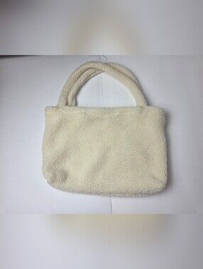 Cream Sherpa Tote Bag with Padded Handles